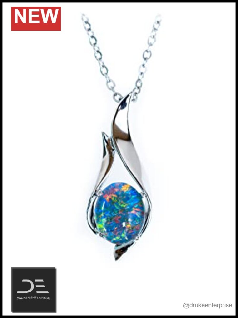 Genuine Australian Triplet Opal Pendant Necklace Sterling Silver Gold Plated